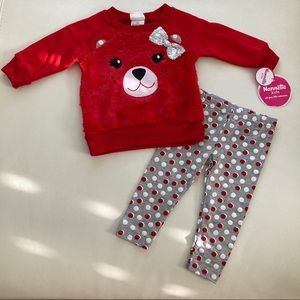 Nannette Christmas Bear Cute Soft Leggings top set